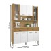Armário de Cozinha Golden 8 Portas 2 Gavetas com Vidro Ripado 3d Freijó/Supremo - Kits Paraná