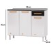 Balcão de Cozinha em Aço Diamante 3 Portas 1 Gaveta Branco/Preto 818134 - Telasul