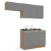 Cozinha Compacta Campanele 6 Portas 3 Gavetas Castanho/Cinza - Politorno