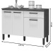 Balcão de Cozinha Versalhes 3 Portas 1 Gaveta Freijó/Gris - Kits Paraná