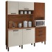 Cozinha Compacta Ferrara 6 Portas 2 Gavetas Ripado 3d Nogueira/Off White - Kits Paraná