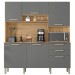 Cozinha Compacta Ferrara 6 Portas 2 Gavetas Freijó/Gris - Kits Paraná