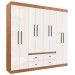 Guarda-Roupa de Casal Las Vegas 8 Portas 4 Gavetas Off White Nogueira - Doripel
