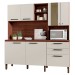 Cozinha Compacta Mega 7 Portas 2 Gavetas com Vidro Nogueira/Off White - Kits Paraná