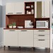 Cozinha Compacta Mega 7 Portas 2 Gavetas com Vidro Nogueira/Off White - Kits Paraná