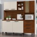 Cozinha Compacta Mega 7 Portas 2 Gavetas com Vidro Ripado 3d Nogueira/Off White - Kits Paraná