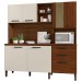Cozinha Compacta Mega 7 Portas 2 Gavetas com Vidro Ripado 3d Nogueira/Off White - Kits Paraná