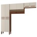 Cozinha Compacta Nala 8 Portas com Vidro Ripado 3d Nogueira/Off White - Kits Paraná