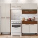 Cozinha Compacta Nala 10 Portas 2 Gavetas com Vidro Ripado 3d Nogueira/Off White- Kits Paraná