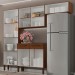 Cozinha Compacta Nala 10 Portas 2 Gavetas com Vidro Ripado 3d Nogueira/Off White- Kits Paraná