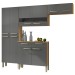 Cozinha Compacta Nala 10 Portas 2 Gavetas com Vidro Freijó/Gris - Kits Paraná