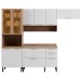 Cozinha Completa Avelã 11 Portas 2 Gavetas com Vidro Mel/Branco - Telasul