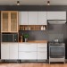 Cozinha Completa Avelã 11 Portas 2 Gavetas com Vidro Mel/Branco - Telasul
