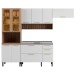 Cozinha Completa Avelã 11 Portas 2 Gavetas com Vidro Mel/Branco 907412 - Telasul