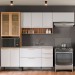 Cozinha Completa Avelã 11 Portas 2 Gavetas com Vidro Mel/Branco 907412 - Telasul