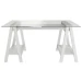 Mesa Escrivaninha Cristal com Tampo de Vidro Branco - Artany Móveis