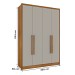 Guarda-Roupa Solteiro Dinamarca 4 Portas 2 Gavetas Cinamomo/Off White - Tcil Móveis