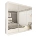 Guarda-Roupa Casal Rennes 3 Portas de Correr Espelhado 4 Gavetas Branco - Minastex
