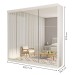 Guarda-Roupa Casal Isabela 3 Portas de Correr Espelhado 4 Gavetas Branco - Minastex