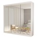 Guarda-Roupa Casal Isabela 3 Portas de Correr Espelhado 4 Gavetas Branco - Minastex
