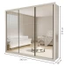 Guarda-Roupa Casal Ravena 3 Portas de Correr Espelhada Branco - Minastex