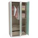 Guarda-Roupa Infantil Fox 3 Portas 2 Gavetas Legno Salinas/Verde Bellagio/Branco - Politorno