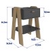 Mesa de Cabeceira Terni 1 Gaveta com Tomada Grafite/Aveiro Oak - Completa Móveis