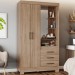 Guarda-Roupa Solteiro 2 Portas 3 Gavetas Jequitibá Brilho B64 - Briz