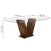 Mesa de Jantar 6 Lugares Vitória com Vidro Chocolate/Animale Marrom - Cel Móveis