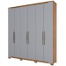 Guarda-Roupa Casal Dallas 6 Portas 4 Gavetas Nature/Cinza - Henn