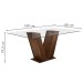 Mesa de Jantar 6 Lugares Vitória com Vidro Chocolate/Linho Cinza - Cel Móveis