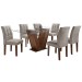 Mesa de Jantar 6 Lugares Vitória com Vidro Chocolate/Linho Cinza - Cel Móveis