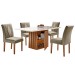 Mesa de Jantar 4 Lugares Elis com Vidro Cinamomo/Off White/Suede Marrom Claro - Cel Móveis