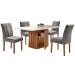 Mesa de Jantar 4 Lugares Elis com Vidro Cinamomo/Off White/Suede Cinza - Cel Móveis