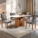 Mesa de Jantar 4 Lugares Elis com Vidro Cinamomo/Off White/Suede Cinza - Cel Móveis