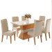 Mesa de Jantar 6 Lugares Nashville com Vidro Mel/Nude/Off White - Panorama Móveis
