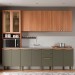 Cozinha Completa Sálvia 13 Portas 3 Gavetas com Vidro Freijó/Verde 908424 - Telasul