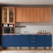 Cozinha Completa Sálvia 13 Portas 3 Gavetas com Vidro Freijó/Azul 908424 - Telasul