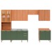 Cozinha Completa Sálvia 14 Portas 3 Gavetas com Vidro Freijó/Verde 908434 - Telasul