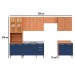 Cozinha Completa Sálvia 14 Portas 3 Gavetas com Vidro Freijó/Azul 908434 - Telasul