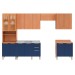 Cozinha Completa Sálvia 14 Portas 3 Gavetas com Vidro Freijó/Azul 908434 - Telasul