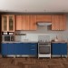 Cozinha Completa Sálvia 14 Portas 3 Gavetas com Vidro Freijó/Azul 908434 - Telasul