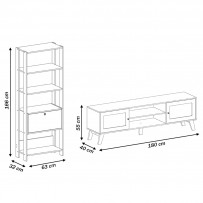 Sala de Estar Completa para TV Até 75 Polegadas Charlotte 3 Portas 4 Prateleiras Carvalho/Off White - Artely Móveis