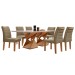 Mesa de Jantar 6 Lugares Genova com Vidro Cinamomo/Off White/Marrom Claro - Cel Móveis