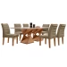 Mesa de Jantar 6 Lugares Genova com Vidro Cinamomo/Off White/Marrom Claro - Cel Móveis