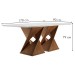 Mesa de Jantar 6 Lugares Genova com Vidro Chocolate/Off White/Bege - Cel Móveis