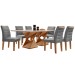 Mesa de Jantar 6 Lugares Genova com Vidro Cinamomo/Off White/Cinza - Cel Móveis