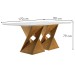 Mesa de Jantar 6 Lugares Genova com Vidro Cinamomo/Off White/Cinza - Cel Móveis