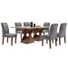 Mesa de Jantar 6 Lugares Genova/Luísa com Vidro Chocolate/Off White/Cinza - Cel Móveis