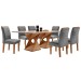 Mesa de Jantar 6 Lugares Genova/Luísa com Vidro Cinamomo/Off White/Cinza - Cel Móveis